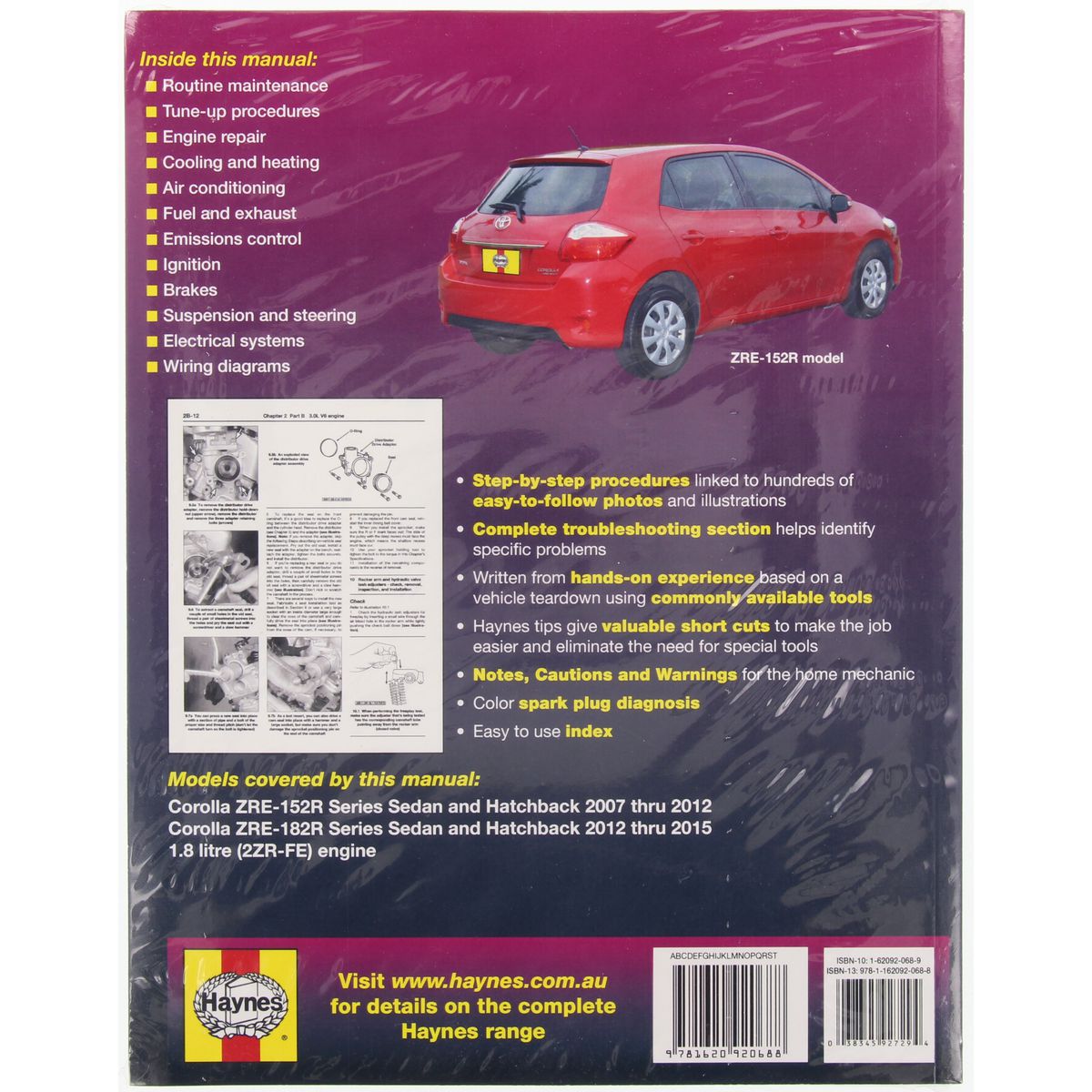Haynes Repair Manual Suits Toyota Corolla 07-15 92729