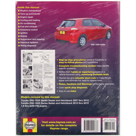 Haynes Repair Manual Suits Toyota Corolla 07-15 92729