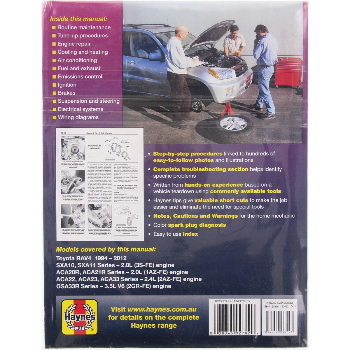 Haynes Repair Manual Suits Toyota Rav4 94-12 92782