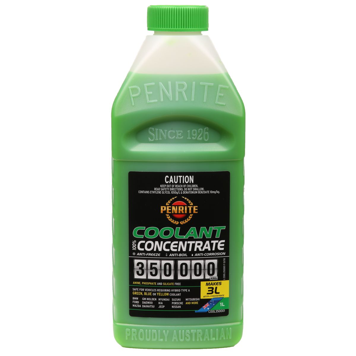 Penrite 350,000km Green Anti-Freeze Coolant Concentrate 1L