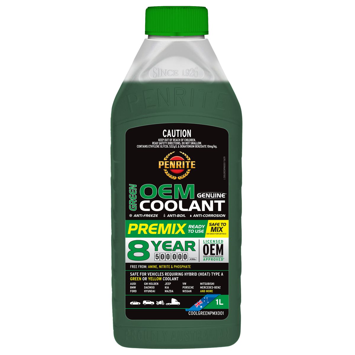 Penrite 7 Year 450,000km Green Coolant Premix 1L