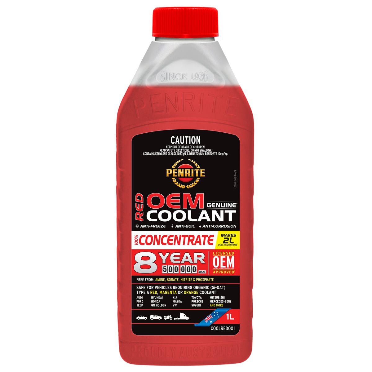 Penrite 8 Year 500,000km Red Coolant Concentrate 1L