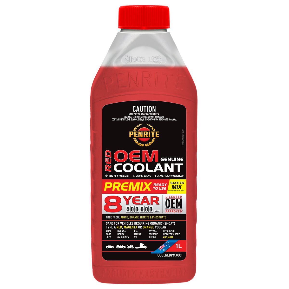 Penrite 8 Year 500,000km Red Coolant Premix 1L