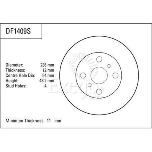 TRW Brake Rotor 238mm Front DF1409S