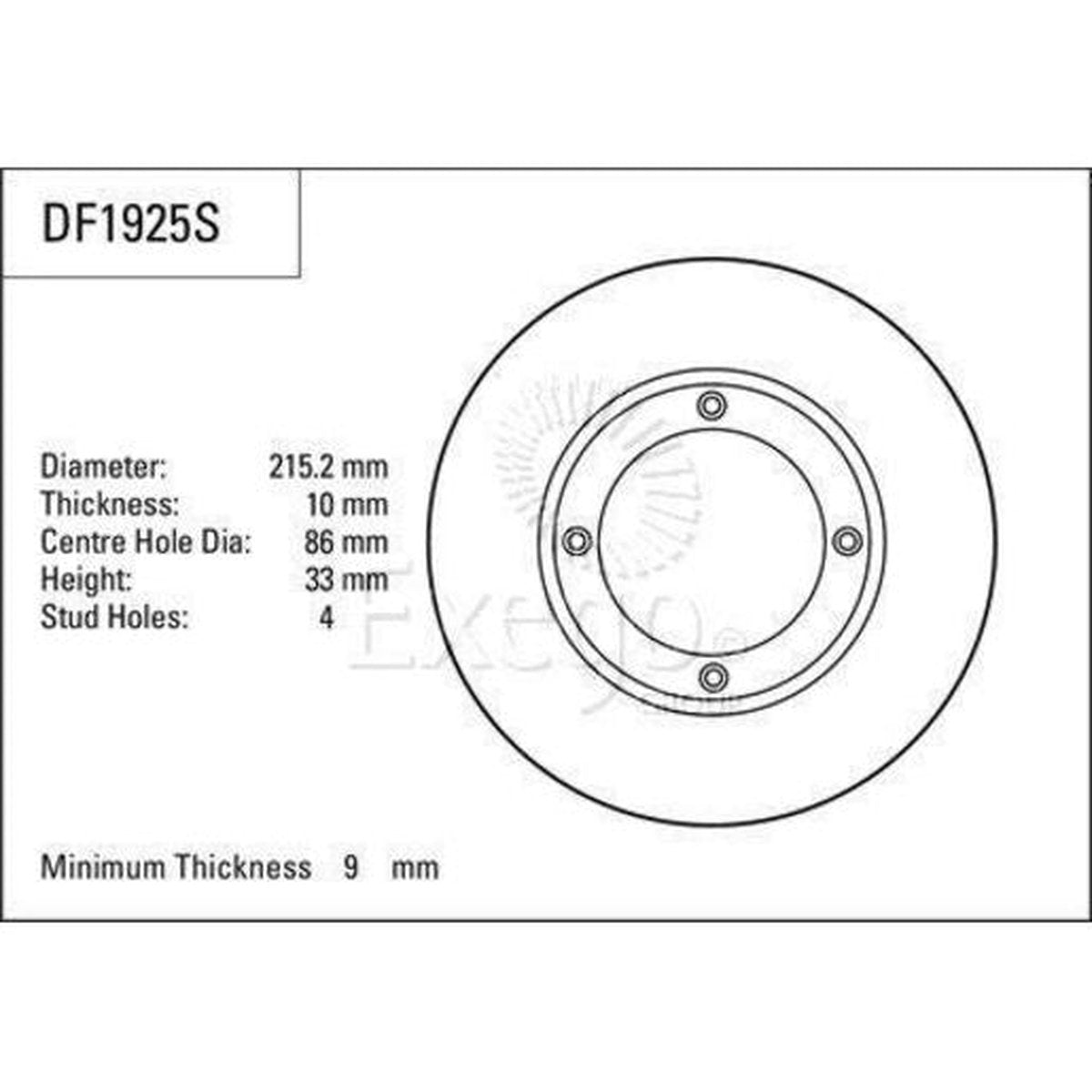 TRW Brake Rotor Single 215.2mm Front DF1925S