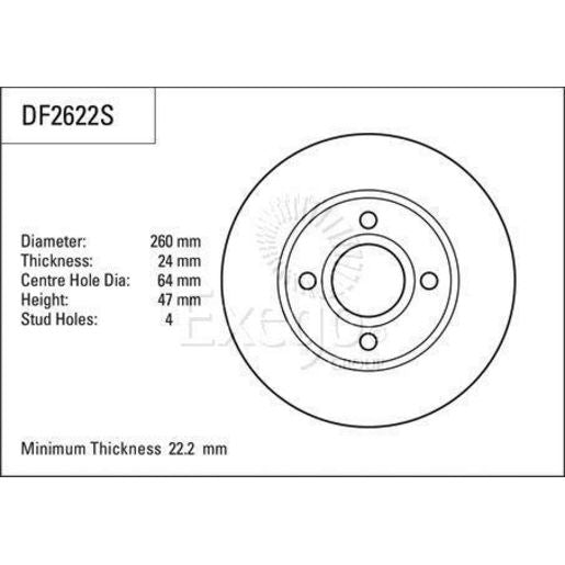 TRW Brake Rotor Single 260mm Front DF2622S
