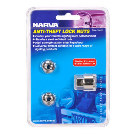 Narva Security Nuts M6 x 1.0 (2Pk) 74422