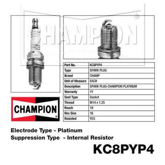 Champion Platinum Spark Plug KC8PYP4