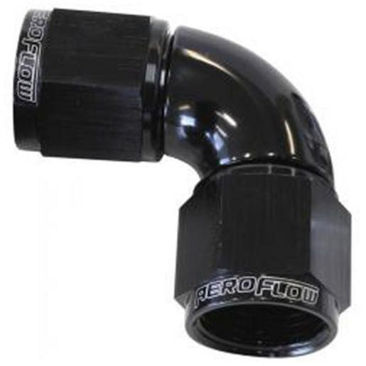 Aeroflow AF583-08BLK -8AN 90 Deg Swivel Coupler Black Billet Full Flow 1 Piece AF583-08BLK