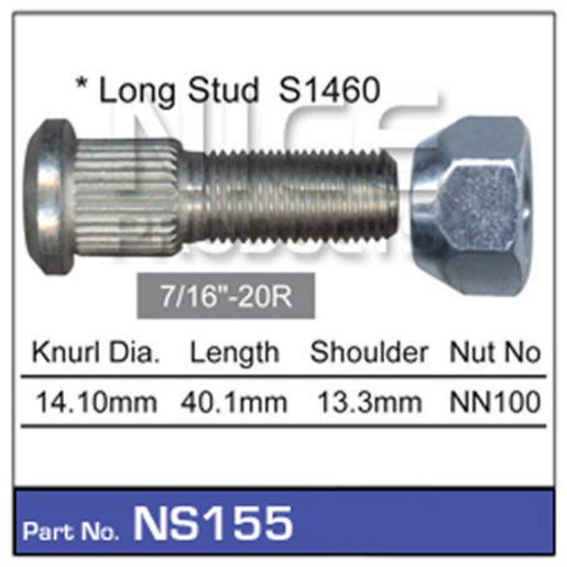 NICE Wheel Stud & Nut 7/16"" 40.1mm NS155