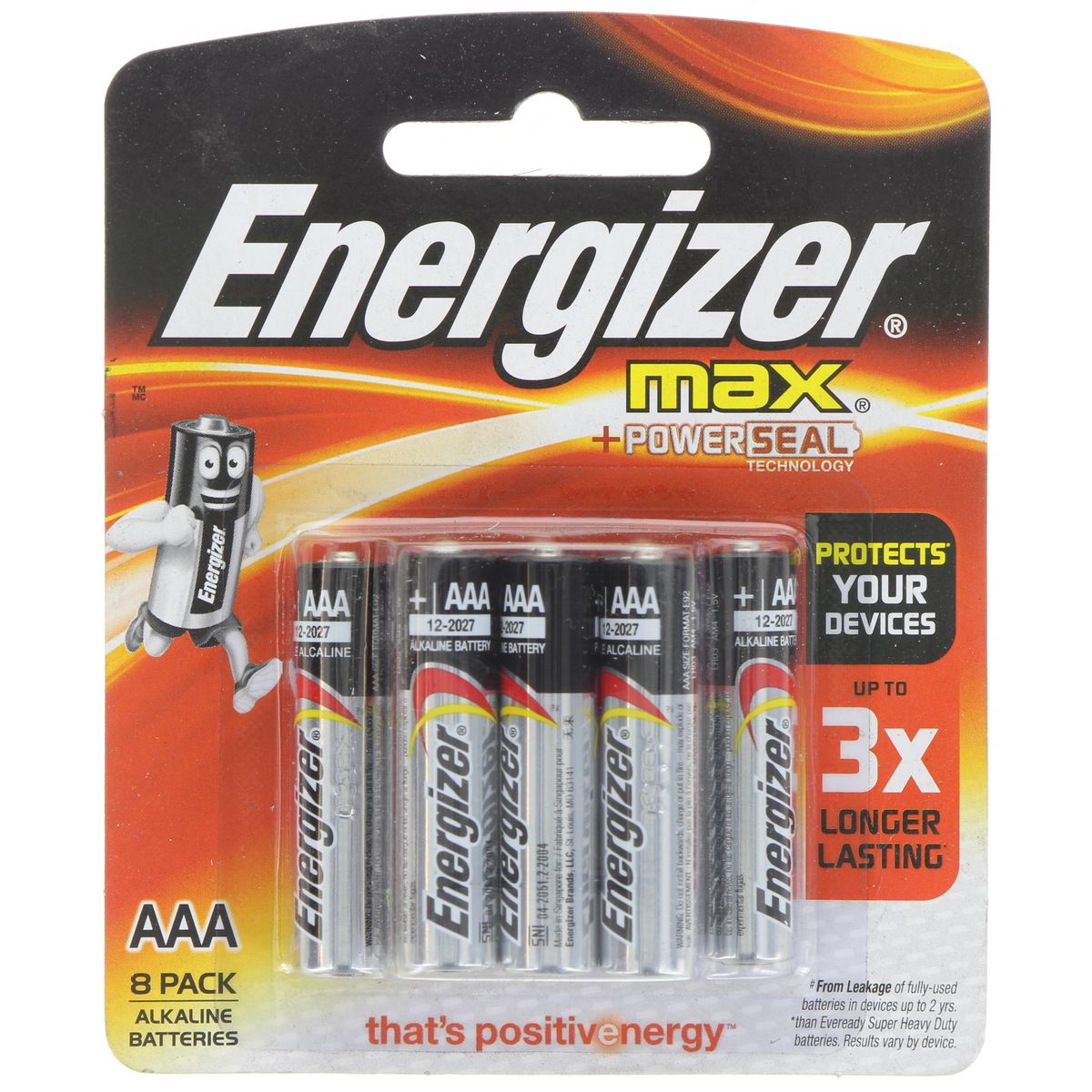 Energizer Max Alkaline AAA Batteries 8 Pack E92BP8T