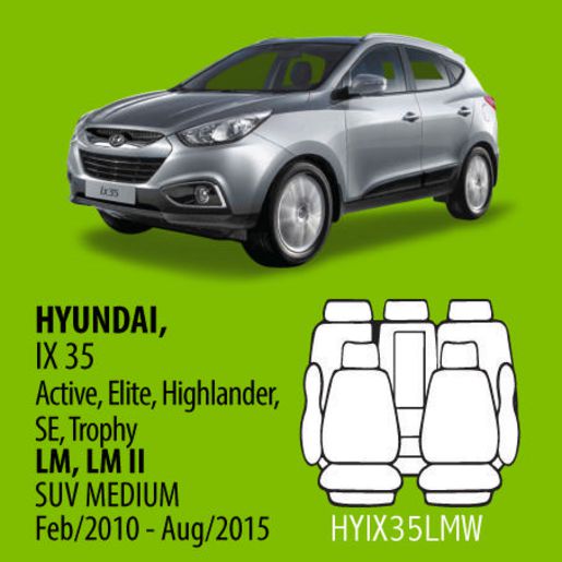 SCW Tailored Seat Covers Double Row Hyundai Ix35 Active, Elite, Highlander, Active X, Se, Trophy 2010- 2015 HYIX35LMW
