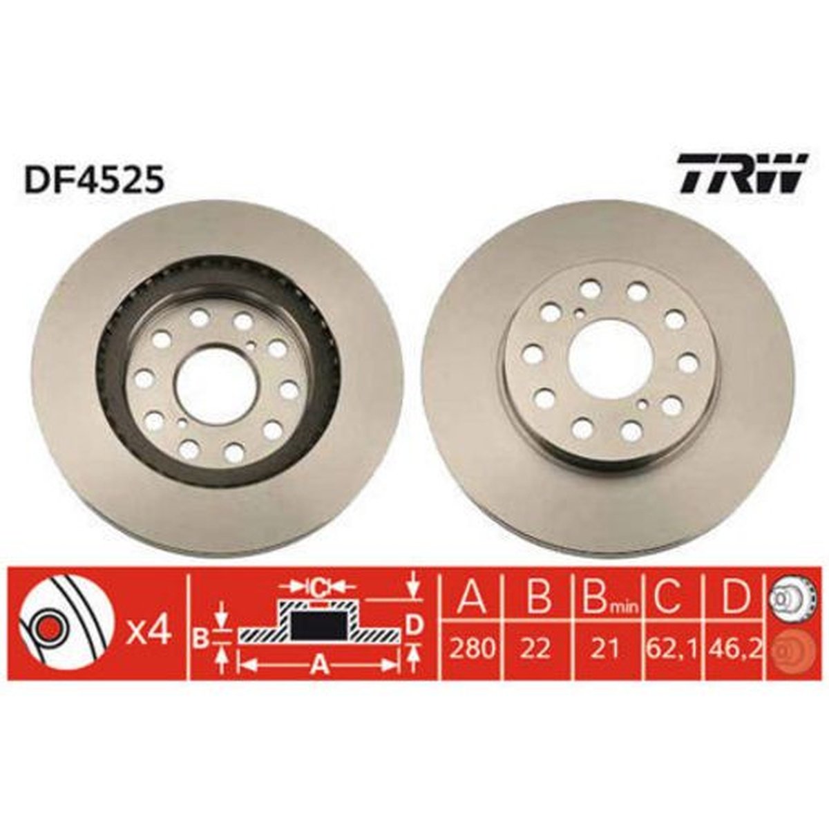 TRW Brake Rotor Front DF4525S