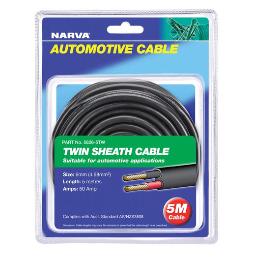 Narva Cable Twin Core 50A 6mm x 5m 5826-5TW