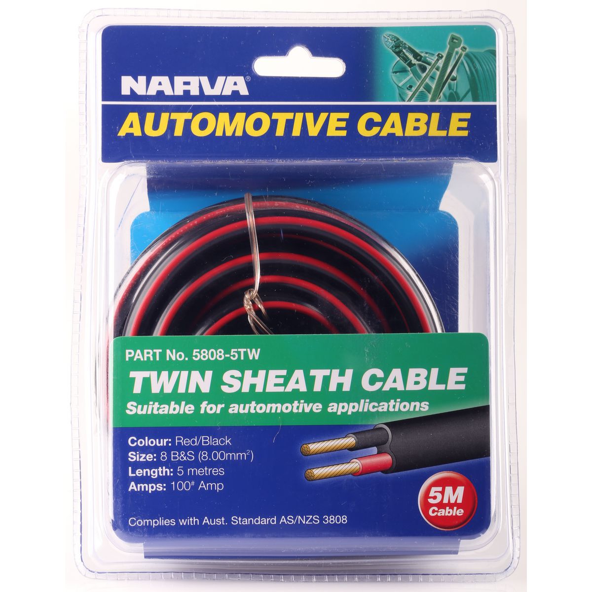 Narva Battery Cable 8 AWG Twin Core 5m Black/Red 5808-5TW