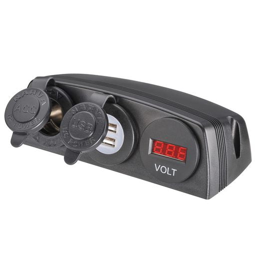 Narva HD Surface Mount Accessory/Dual USB/Volt Meter 81191BL