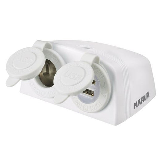 Narva HD Surface Mount Accessory/Dual USB White 81168WBL