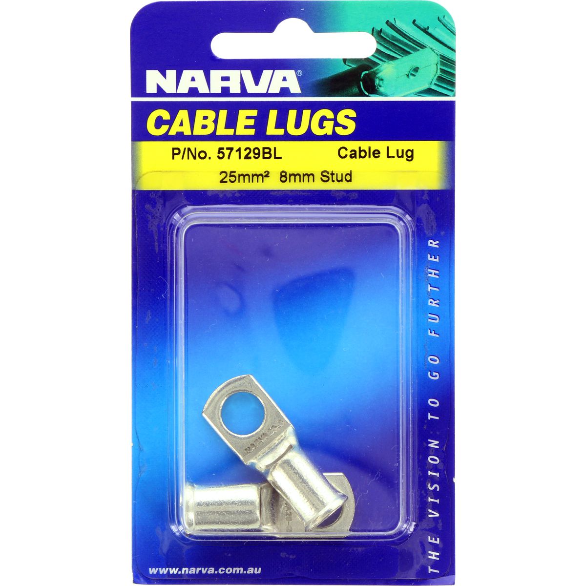Narva Cable Lug (25mm2) 8mm Stud (2Pk) 57129BL