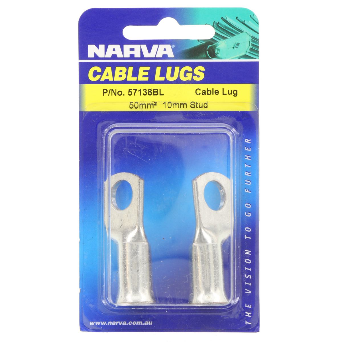 Narva Cable Lug (50mm2) 10mm Stud (2Pk) 57138BL