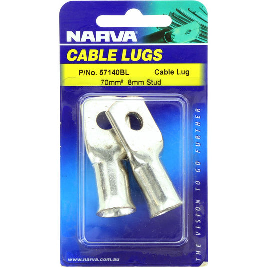 Narva Cable Lug (70mm2) 8mm Stud (2Pk) 57140BL