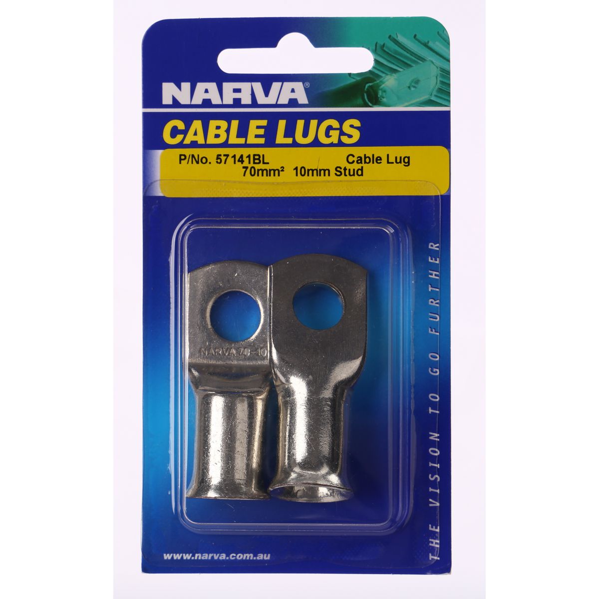 Narva Cable Lug (70mm2) 10mm Stud (2Pk) 57141BL