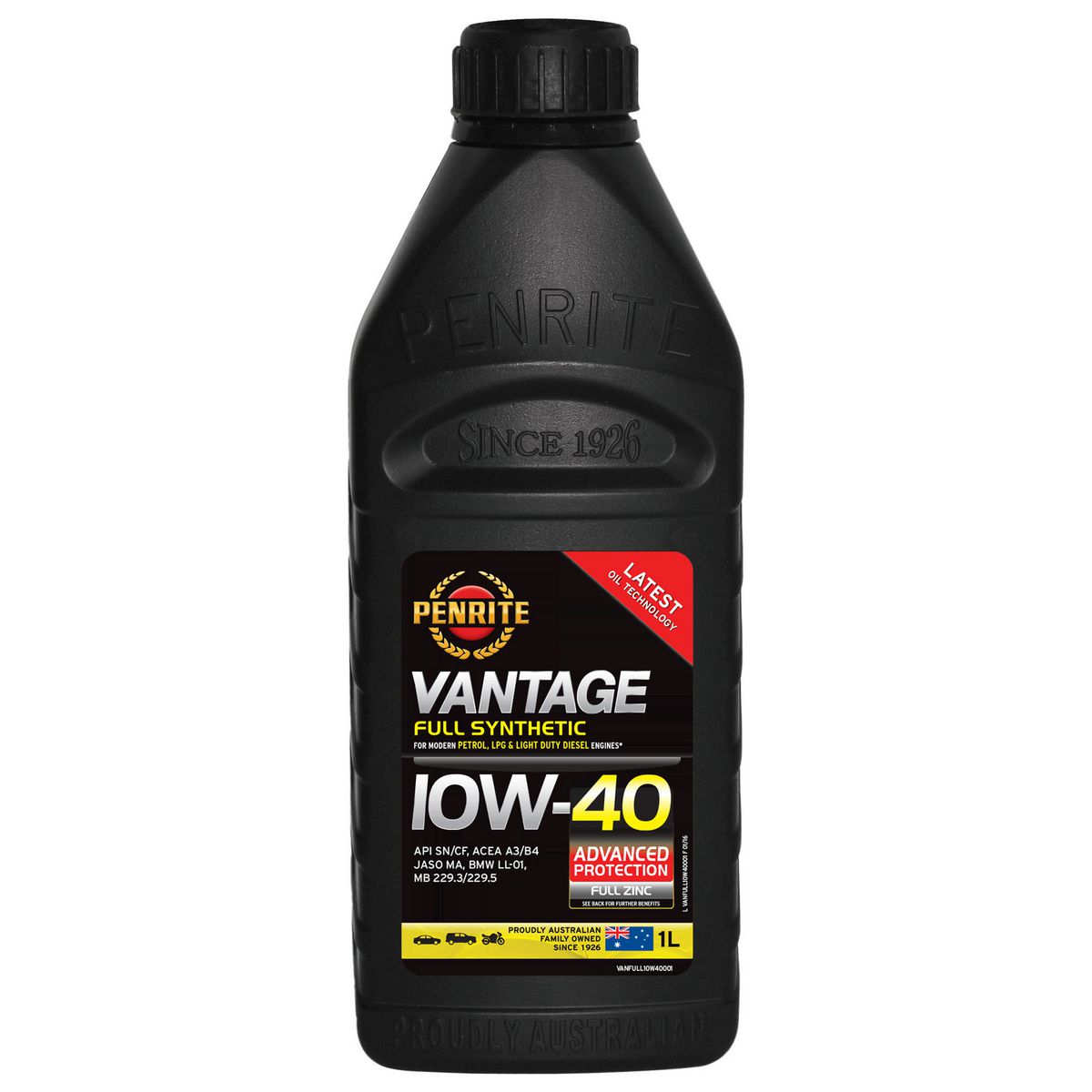 Penrite Vantage Full Synthetic 10W-40 Engine Oil 1L