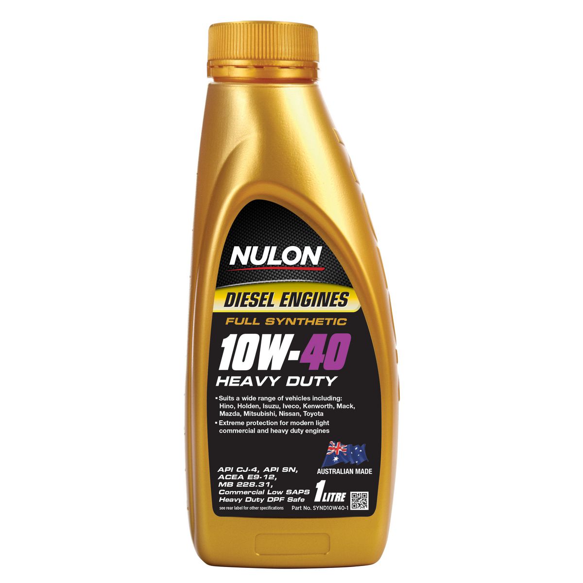 Nulon Full Synthetic Heavy Duty Diesel Engine Oil 10W-40 1L