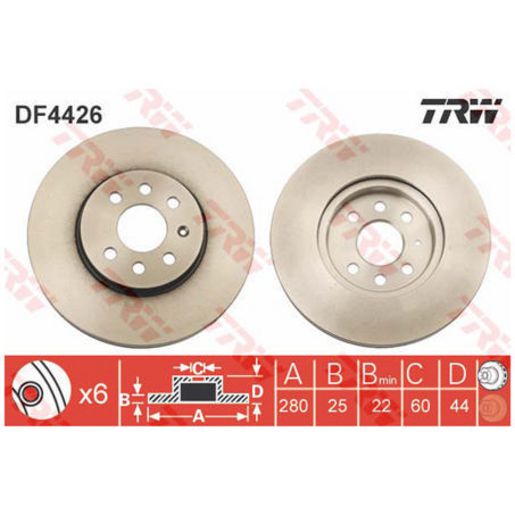TRW Brake Rotor Pair Front DF4426S