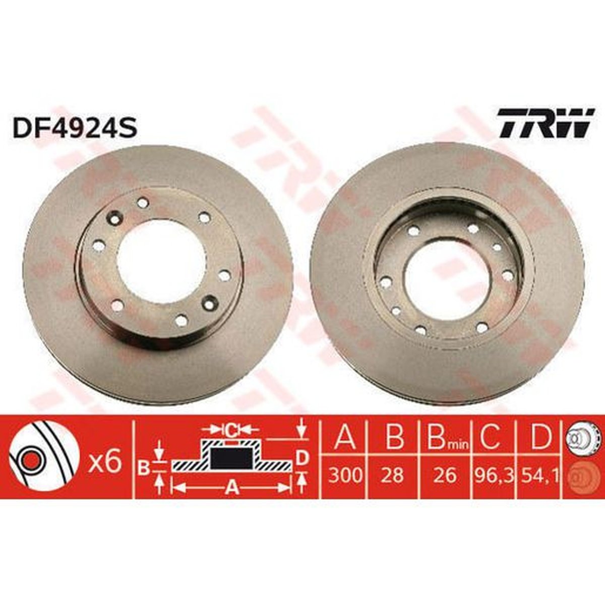 TRW Brake Rotor Front DF4924S