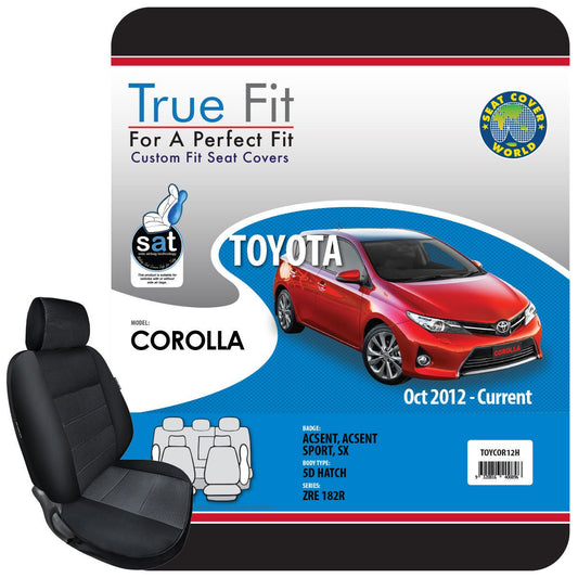 True Fit Tailored Seat Covers Fits Toyota Corolla 5D Hatch Ascent, Ascent Sport & SX 2012 - On