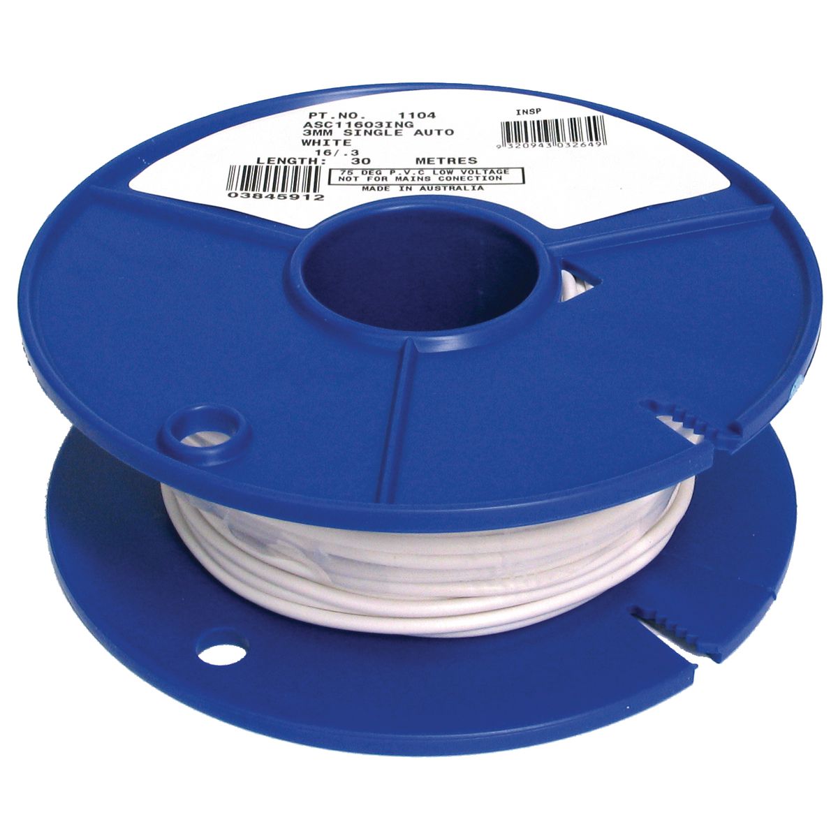 OEX Automotive Cable Single Core 3mm White 30M Roll ACX0703