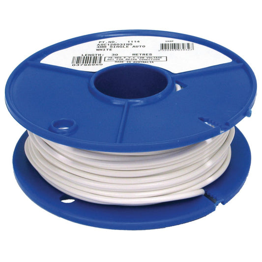 OEX Automotive Cable Single Core 4mm White 30M Roll ACX0726