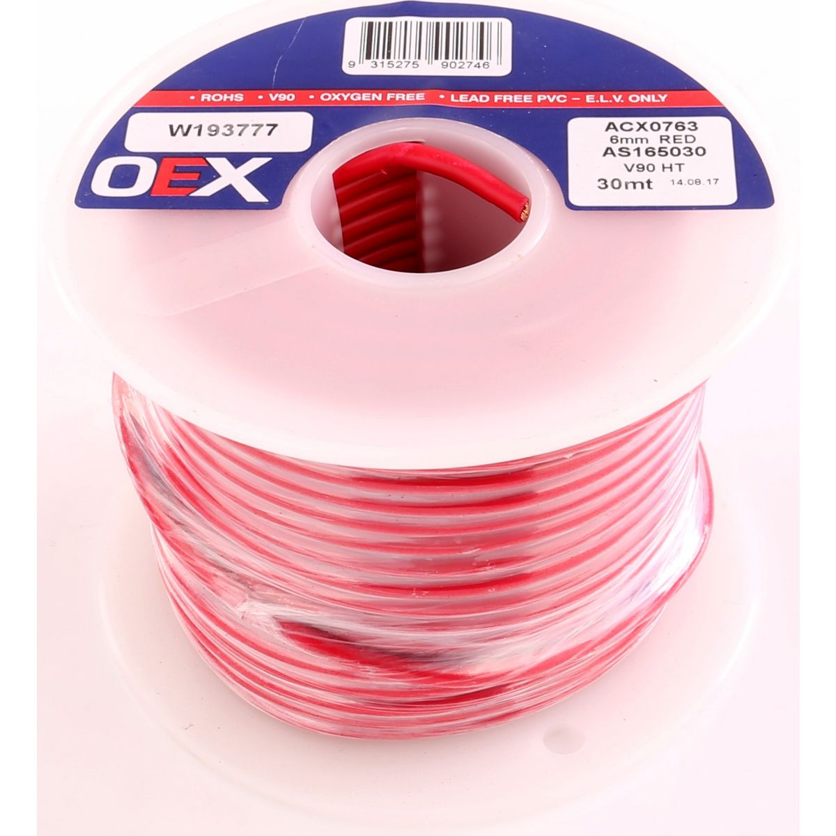 OEX Automotive Cable Single Core 6mm Red 30M Roll ACX0763