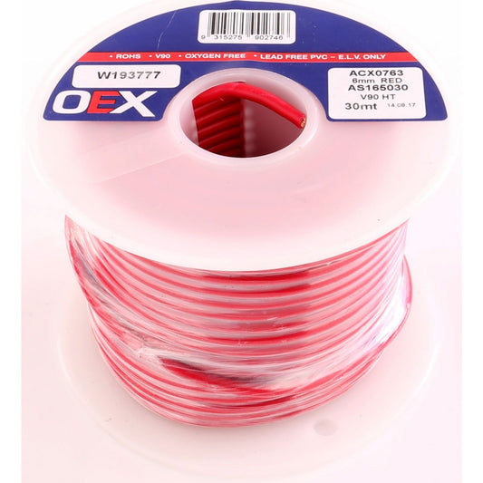 OEX Automotive Cable Single Core 6mm Red 30M Roll ACX0763