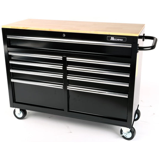 Mechpro Blue 9 Drawer Tool Trolley 46In Black