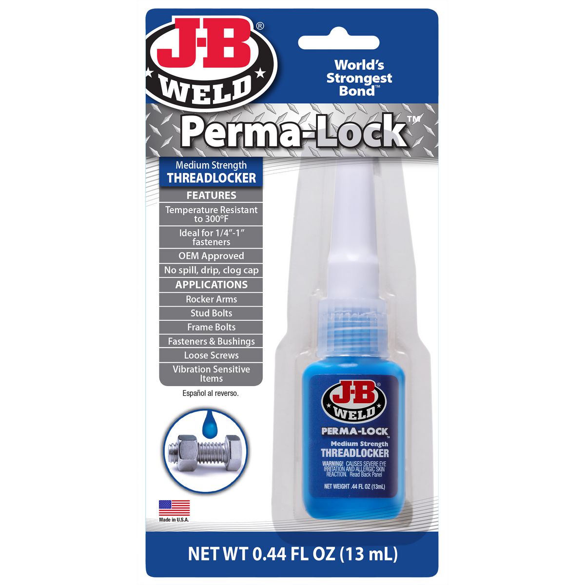 J-B Weld Perma-Lock Threadlocker Medium Strength 13mL 24213