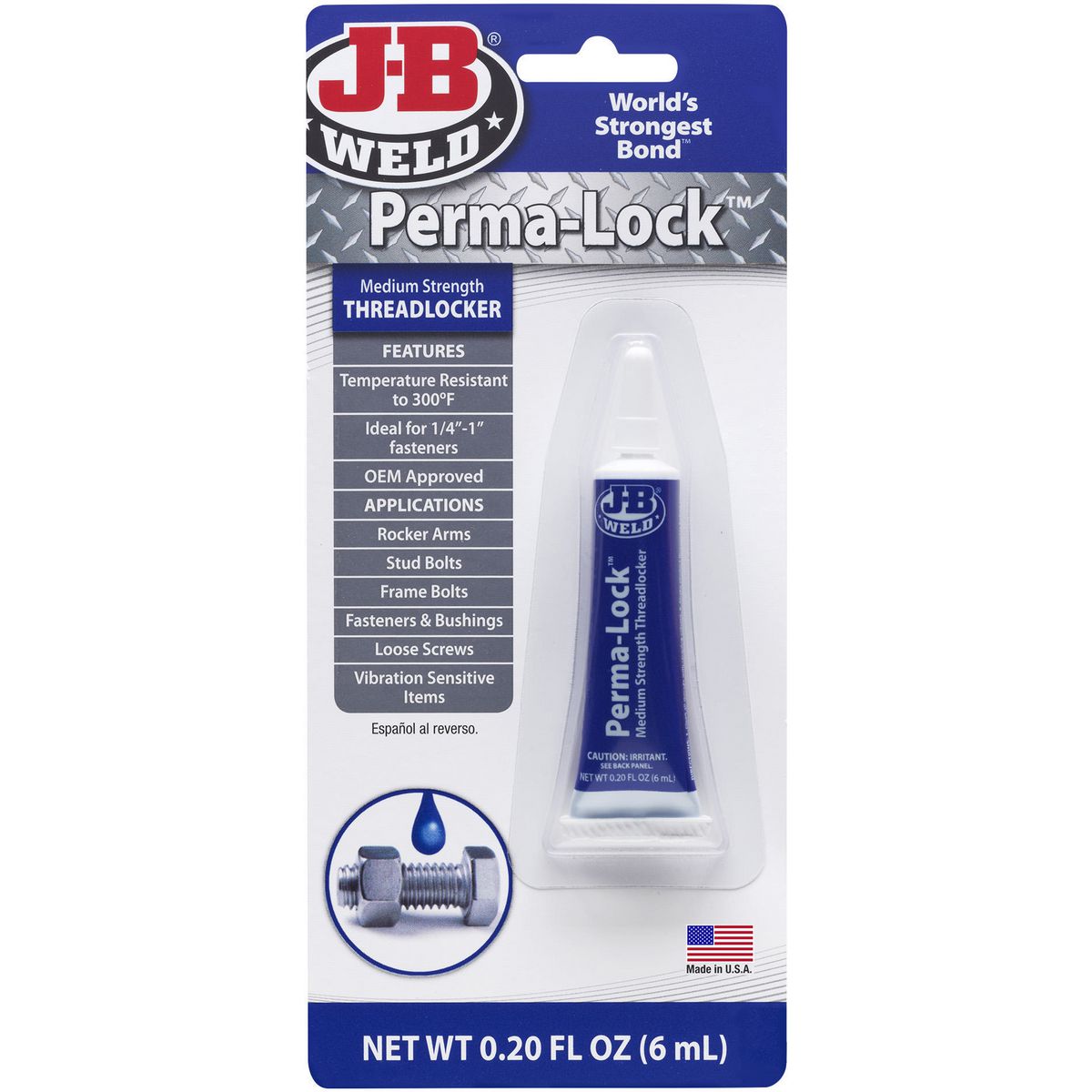 J-B Weld Perma-Lock Threadlocker Medium Strength 6mL 24206