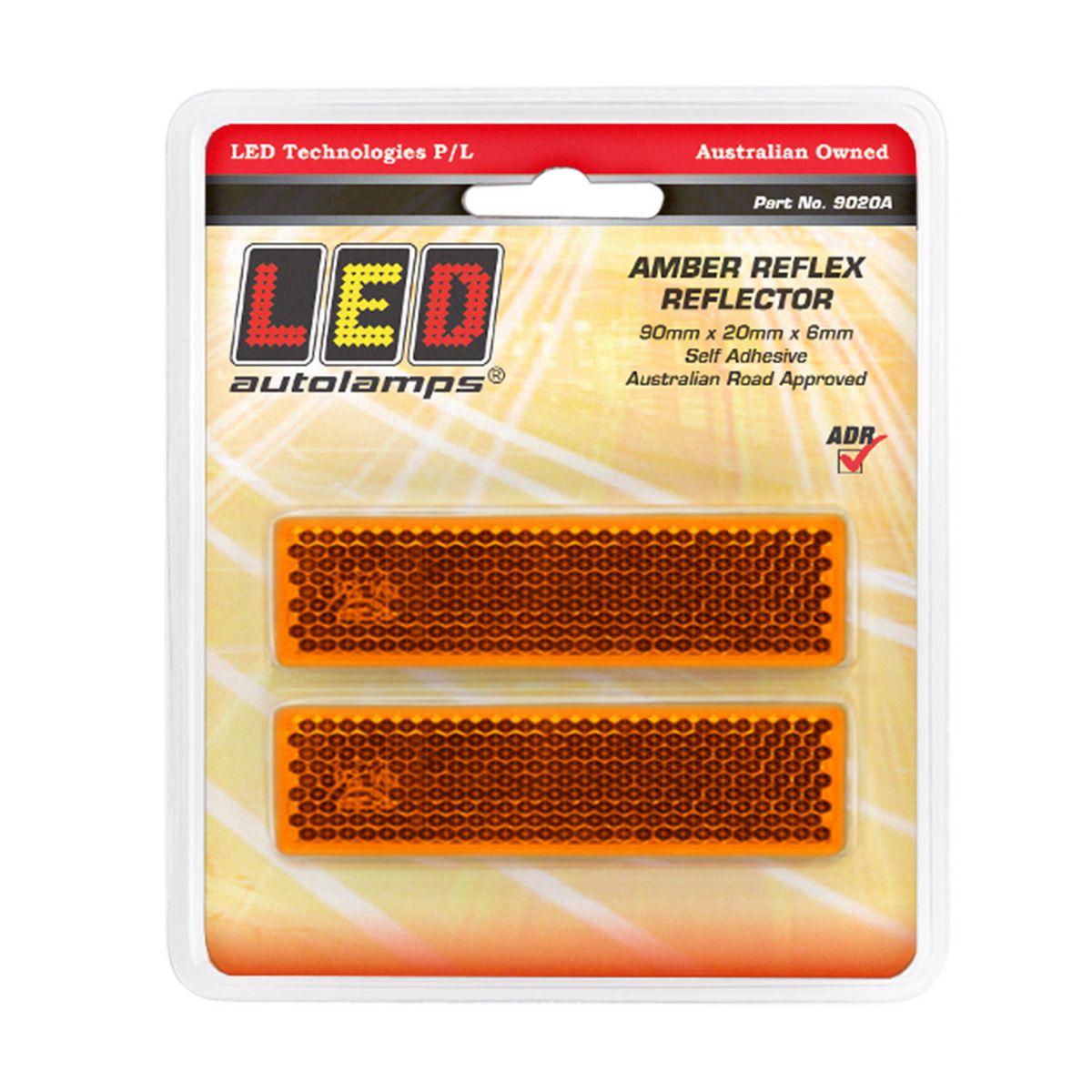 LED Autolamps Reflex Reflector Amber 9020A