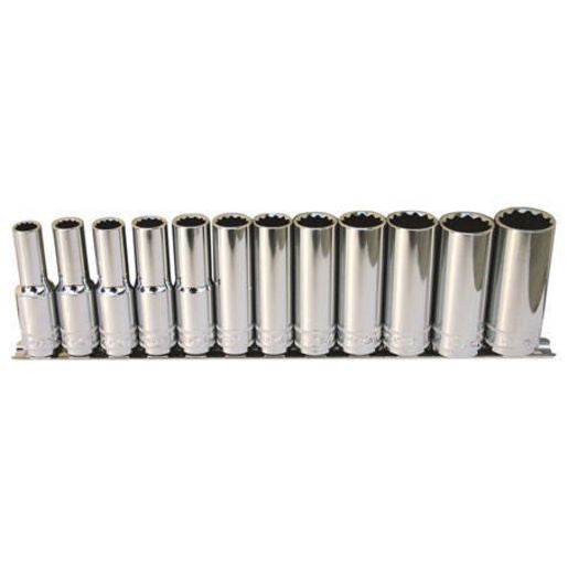 SP Tools Socket Rail 1/2"Dr Deep 12PT 12Pc Metric