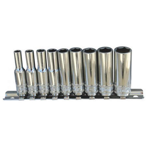 SP Tools Socket Rail 1/4"Dr 12PT 9Pc SAE Deep