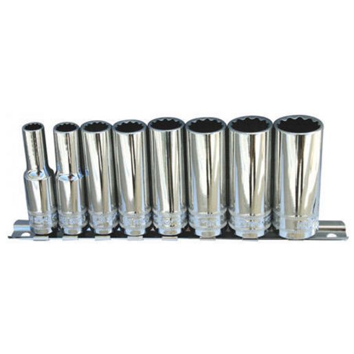 SP Tools Socket Rail 3/8"Dr Deep 12PT 8Pc SAE
