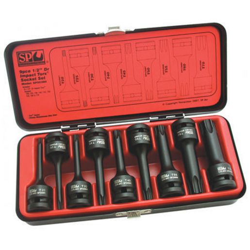 SP Tools Socket Set Impact 1/2"Dr Torx 9Pc
