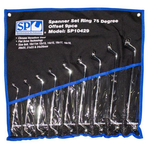 SP Tools Spanner Set Ring 75 Degree Offset 9pc