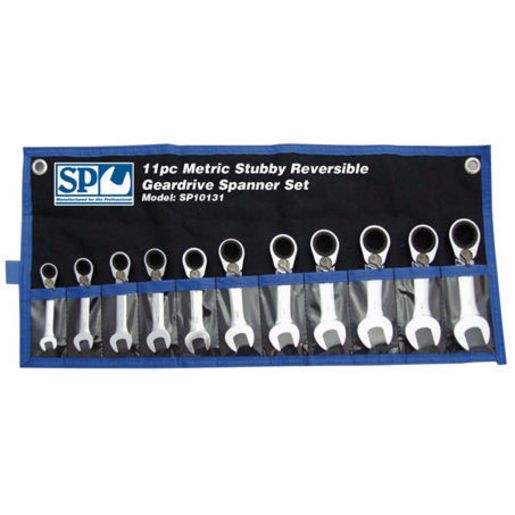 SP Tools Spanner Set Stubby Reversiblegeardrive Metric 11Pc