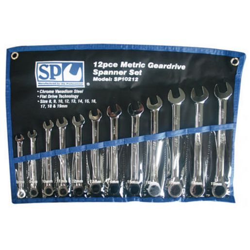 SP Tools Spanner Set Geardrive Flat Roe Metric 12Pc