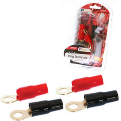 Aerpro 4 Gauge Ring Terminals 2 Red/2 Black