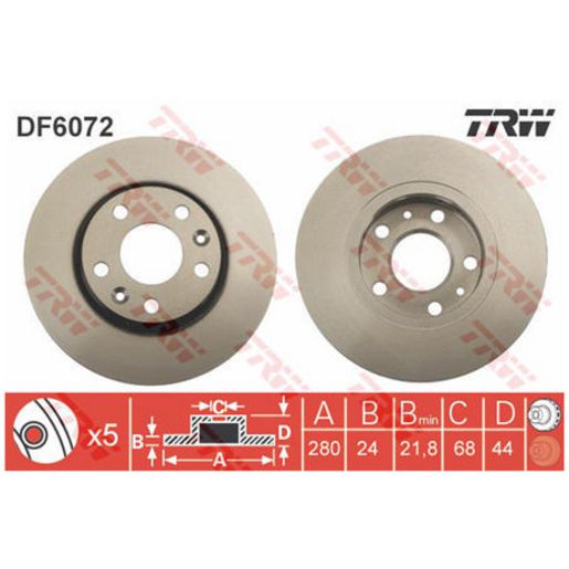 TRW Brake Rotor Pair Front DF6072S