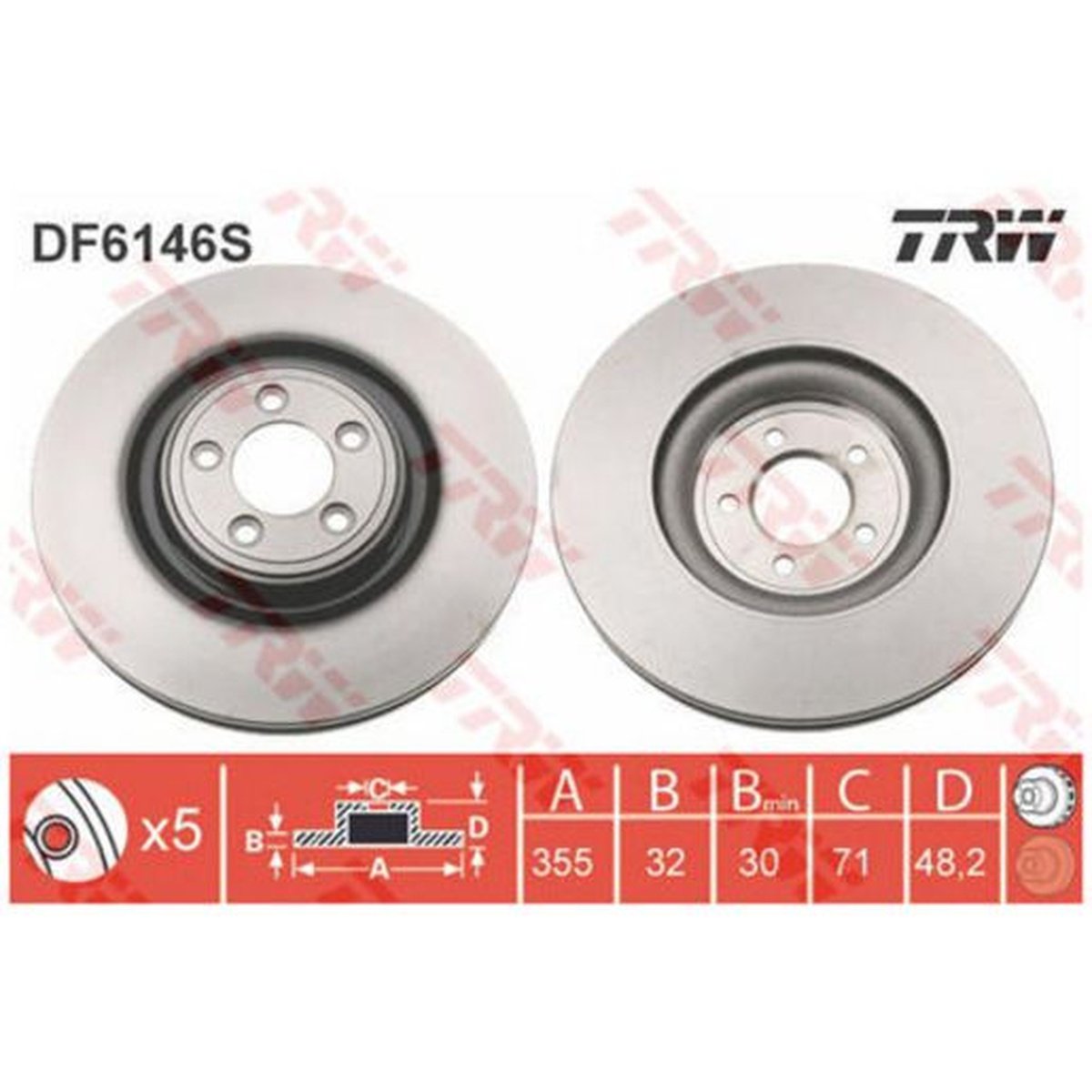 TRW Brake Rotor 355mm Front DF6146S