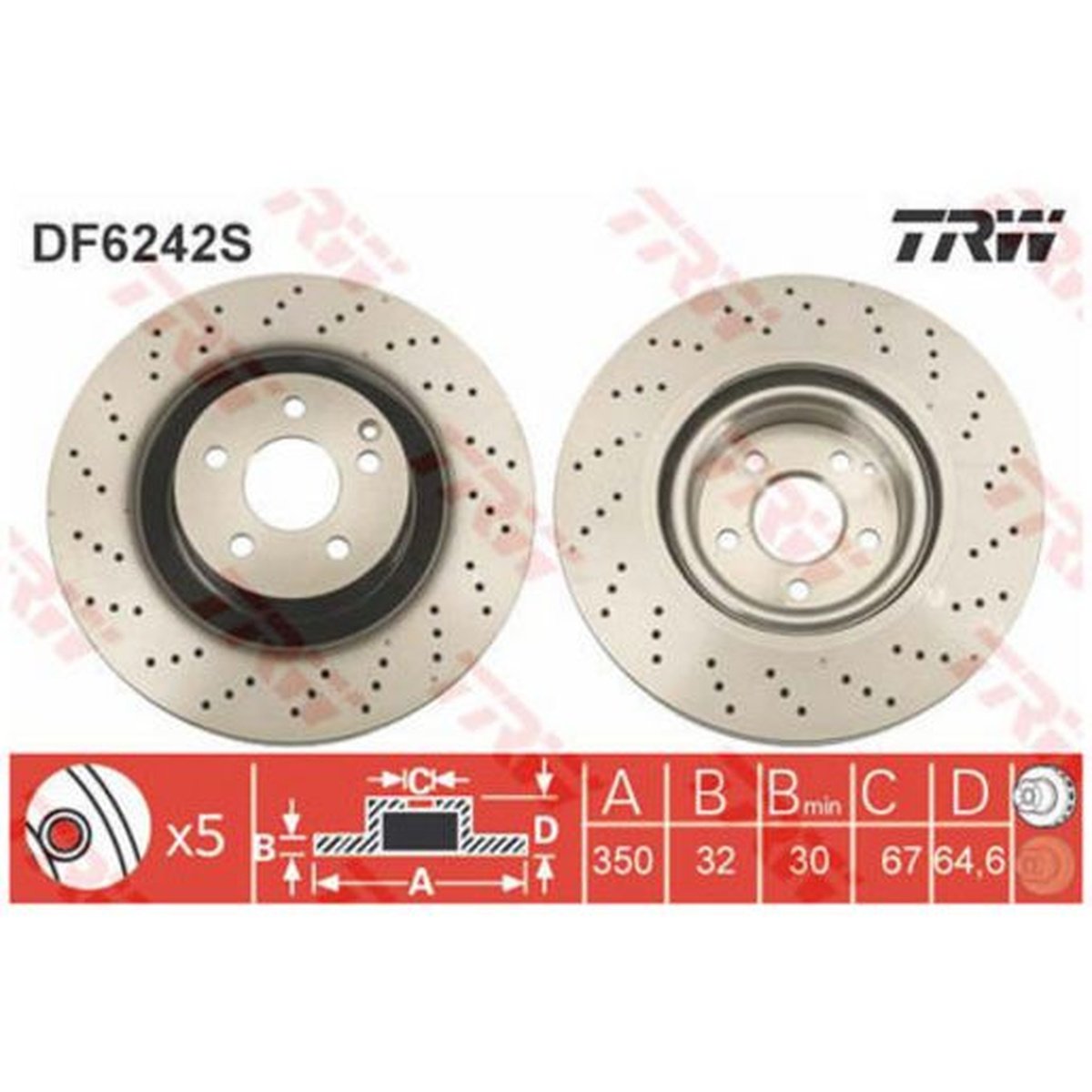 TRW Brake Rotor 350mm Front DF6242S