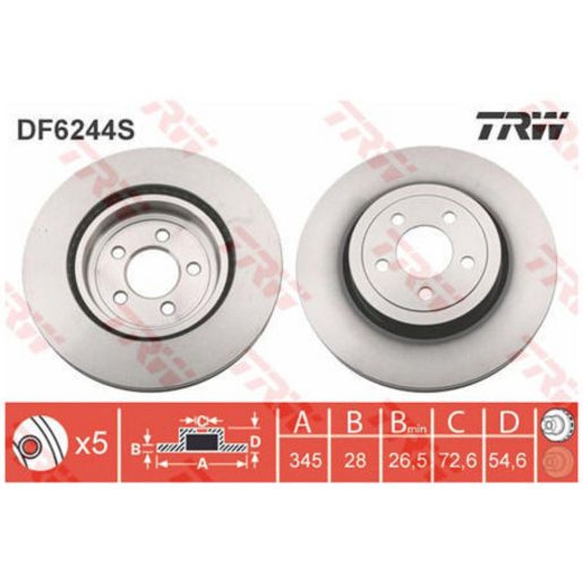 TRW Brake Rotor 345mm Front DF6244S